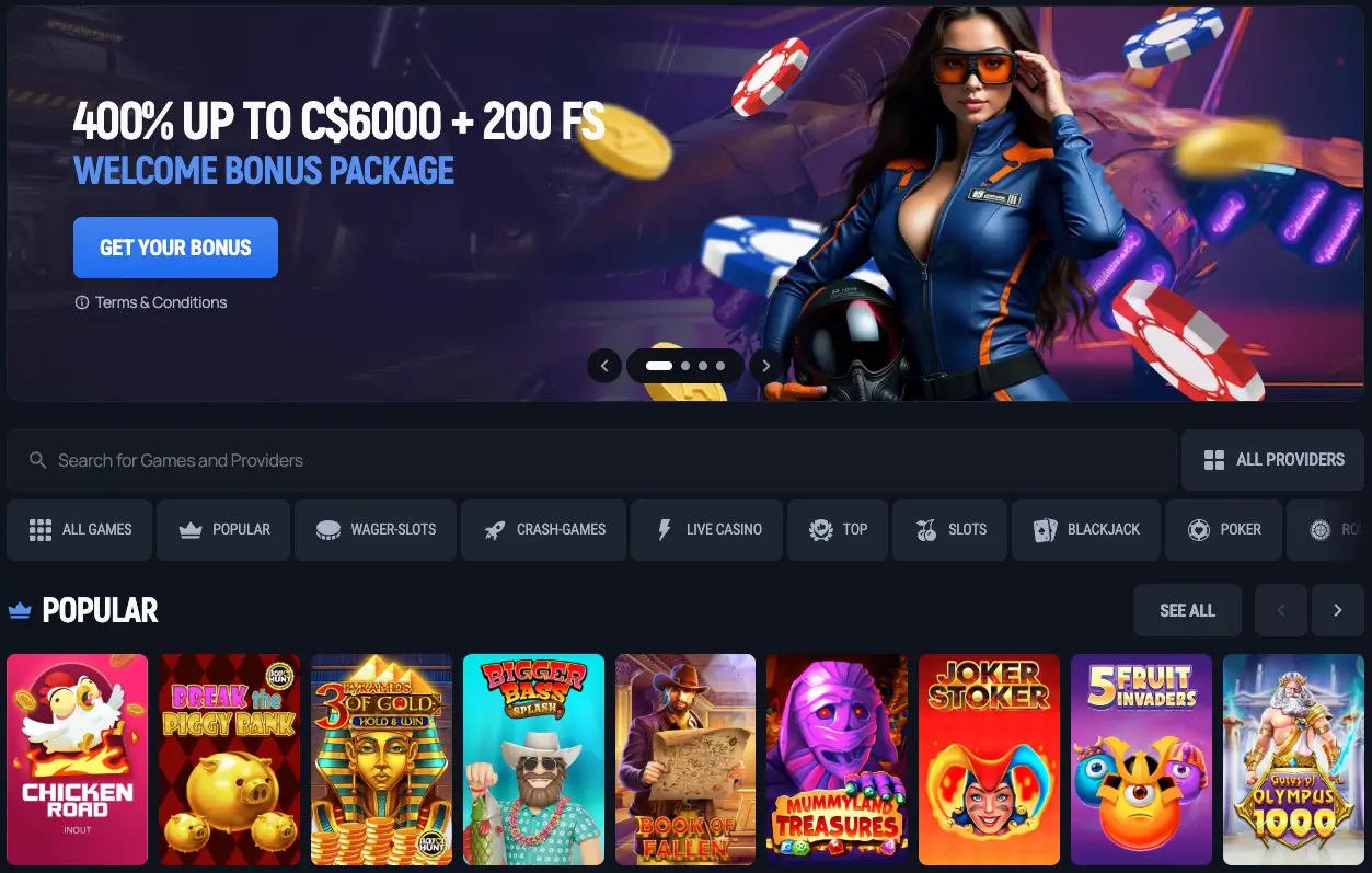 AerobetCasino interface